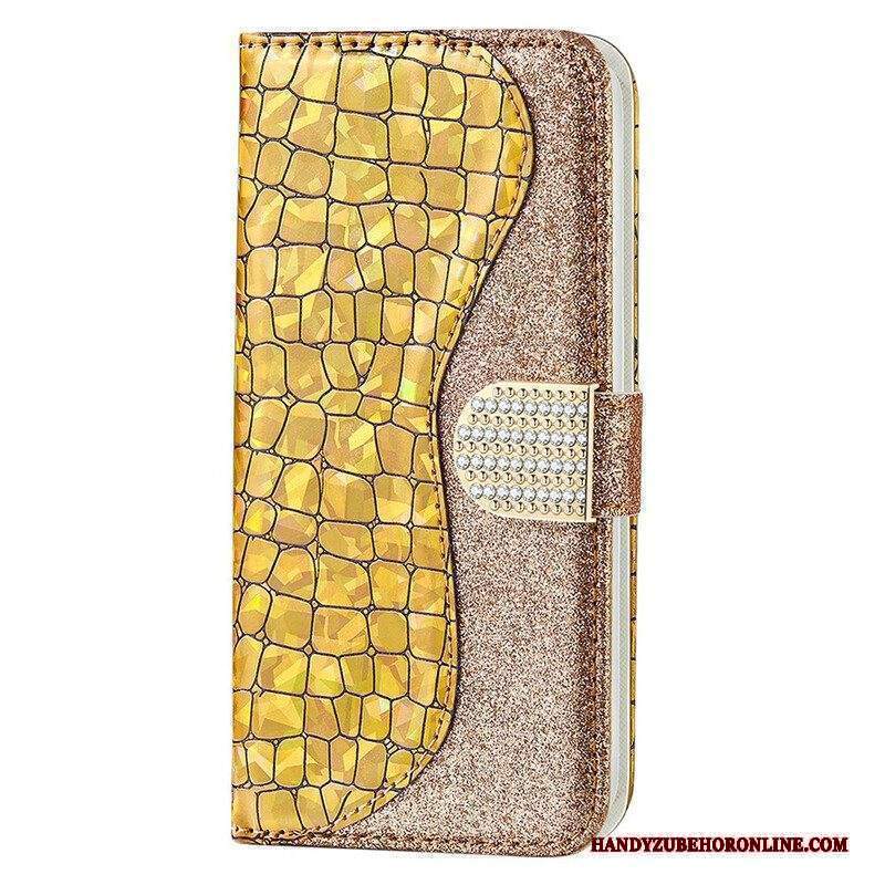 Folio Cover iPhone 13 Mini Diamanti Coccodrillo