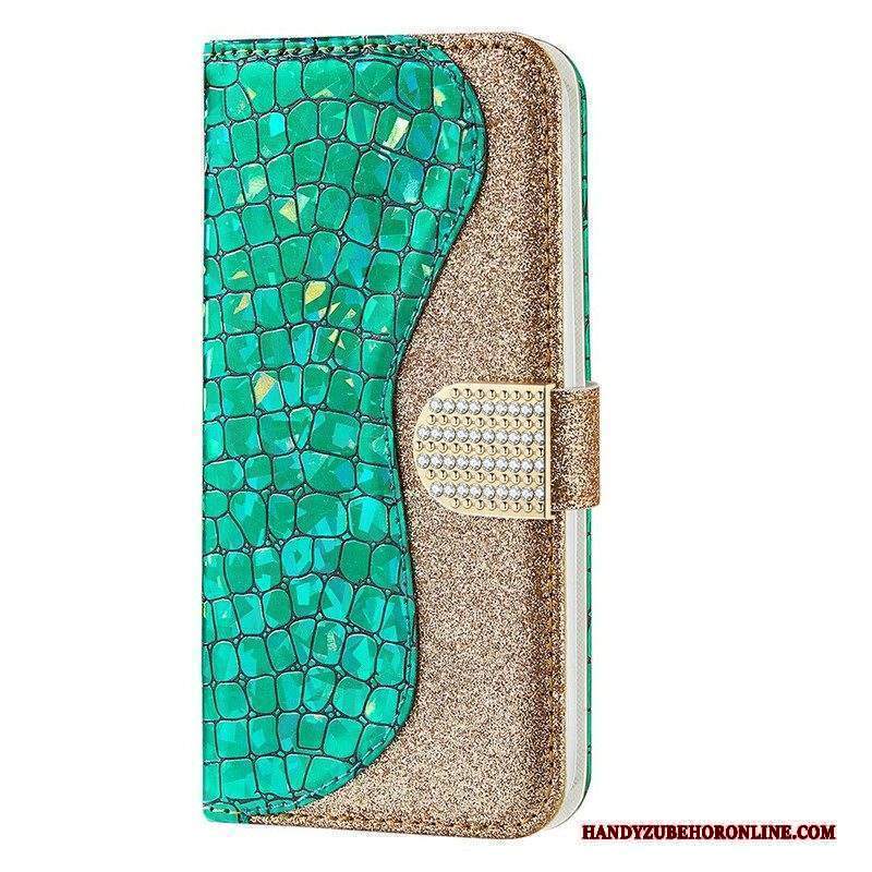 Folio Cover iPhone 13 Mini Diamanti Coccodrillo