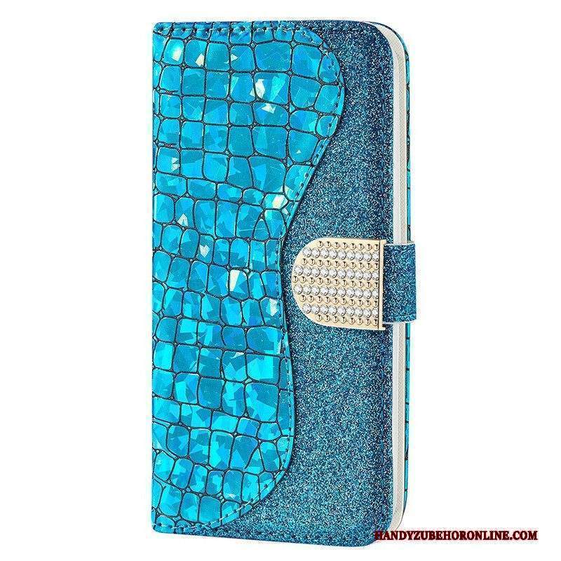 Folio Cover iPhone 13 Mini Diamanti Coccodrillo