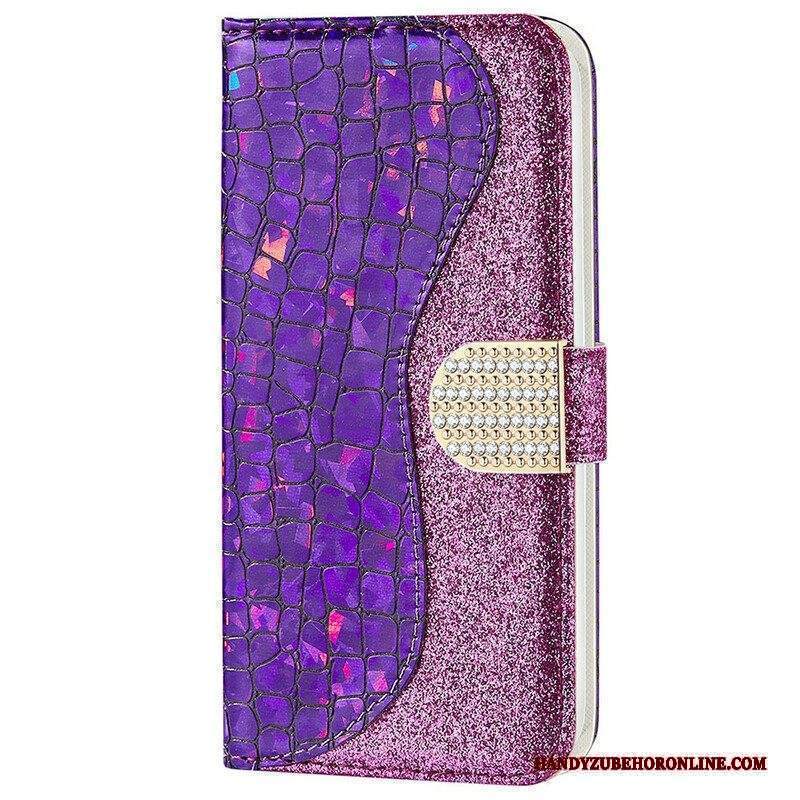 Folio Cover iPhone 13 Mini Diamanti Coccodrillo