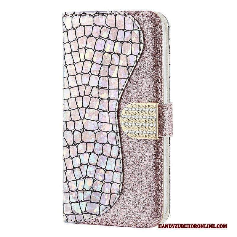 Folio Cover iPhone 13 Mini Diamanti Coccodrillo