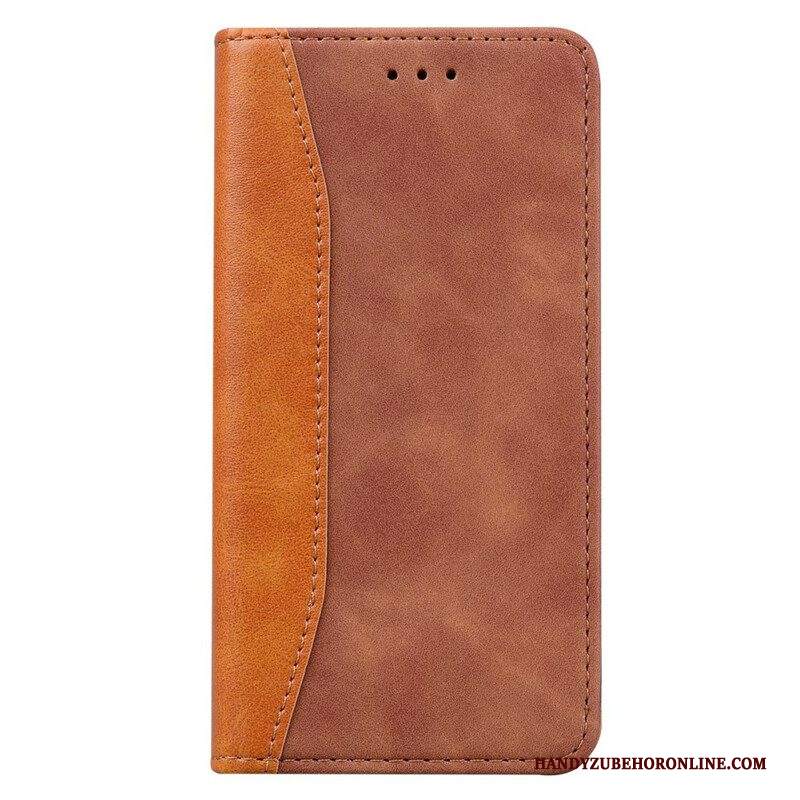 Folio Cover iPhone 13 Pro Custodia in pelle Effetto Pelle Business Bicolore