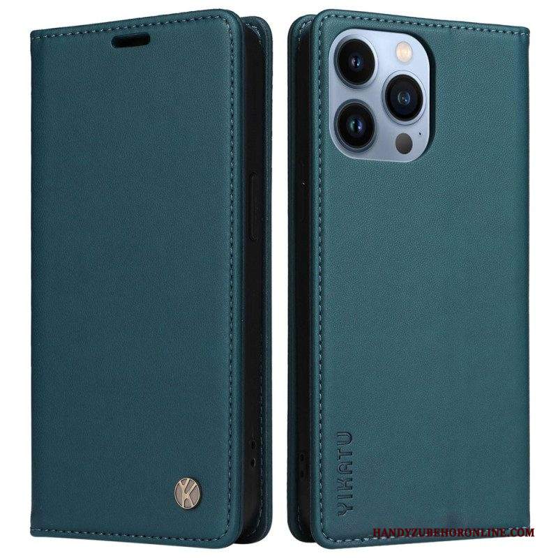 Folio Cover iPhone 13 Pro Custodia in pelle Rivetto In Pelle Yikatu