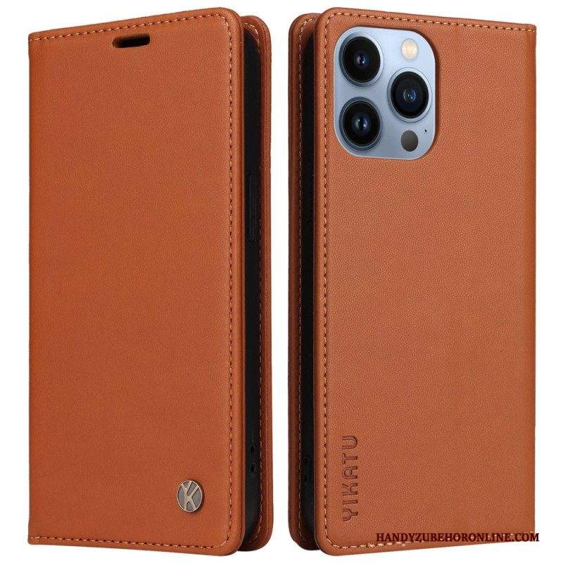 Folio Cover iPhone 13 Pro Custodia in pelle Rivetto In Pelle Yikatu