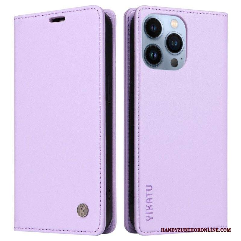 Folio Cover iPhone 13 Pro Custodia in pelle Rivetto In Pelle Yikatu