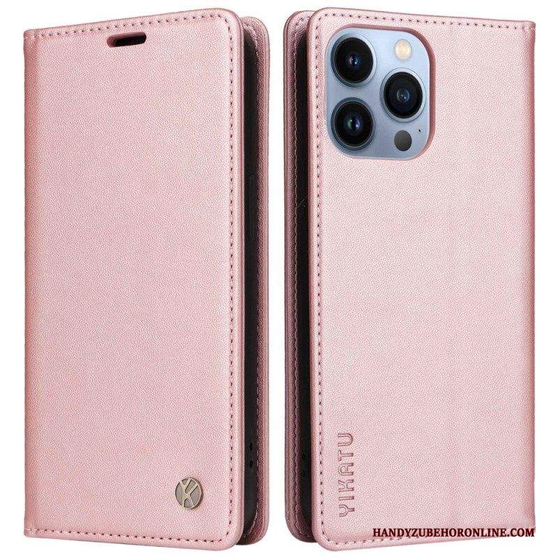 Folio Cover iPhone 13 Pro Custodia in pelle Rivetto In Pelle Yikatu