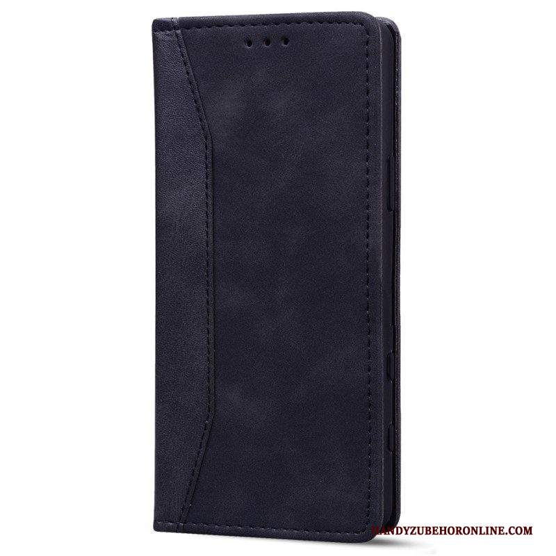 Folio Cover iPhone 14 Custodia in pelle Effetto Pelle Business Bicolore