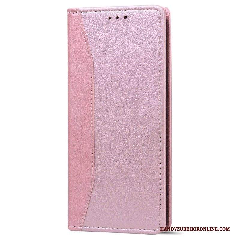 Folio Cover iPhone 14 Custodia in pelle Effetto Pelle Business Bicolore