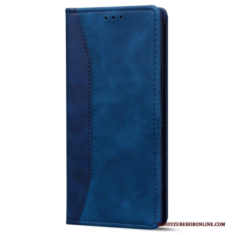 Folio Cover iPhone 14 Custodia in pelle Effetto Pelle Business Bicolore