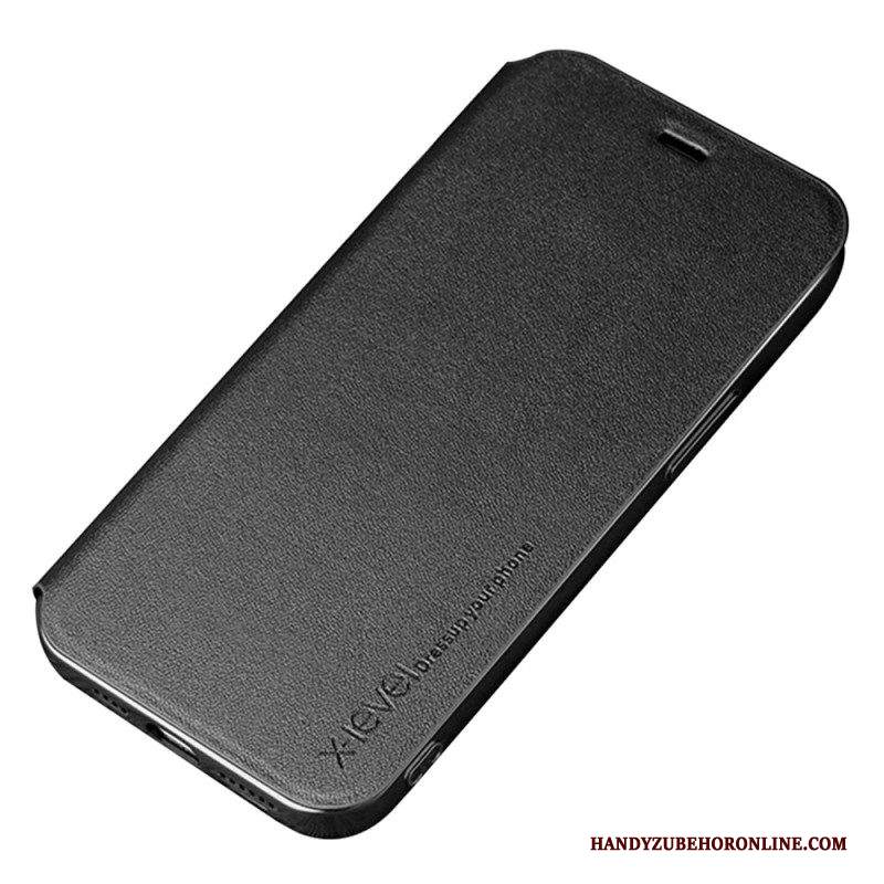 Folio Cover iPhone 14 Custodia in pelle Livello X In Finta Pelle