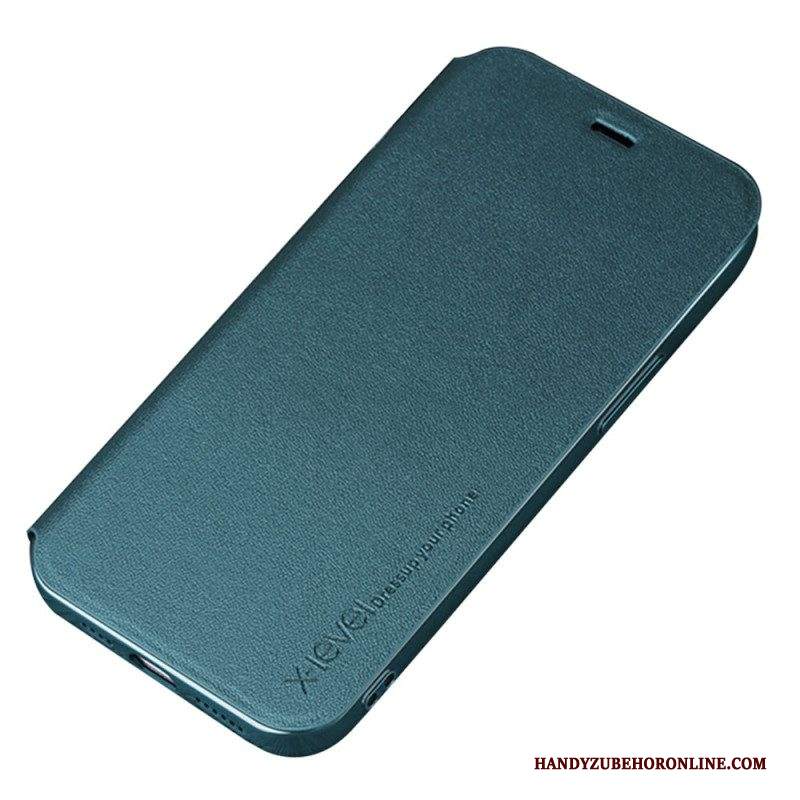 Folio Cover iPhone 14 Custodia in pelle Livello X In Finta Pelle