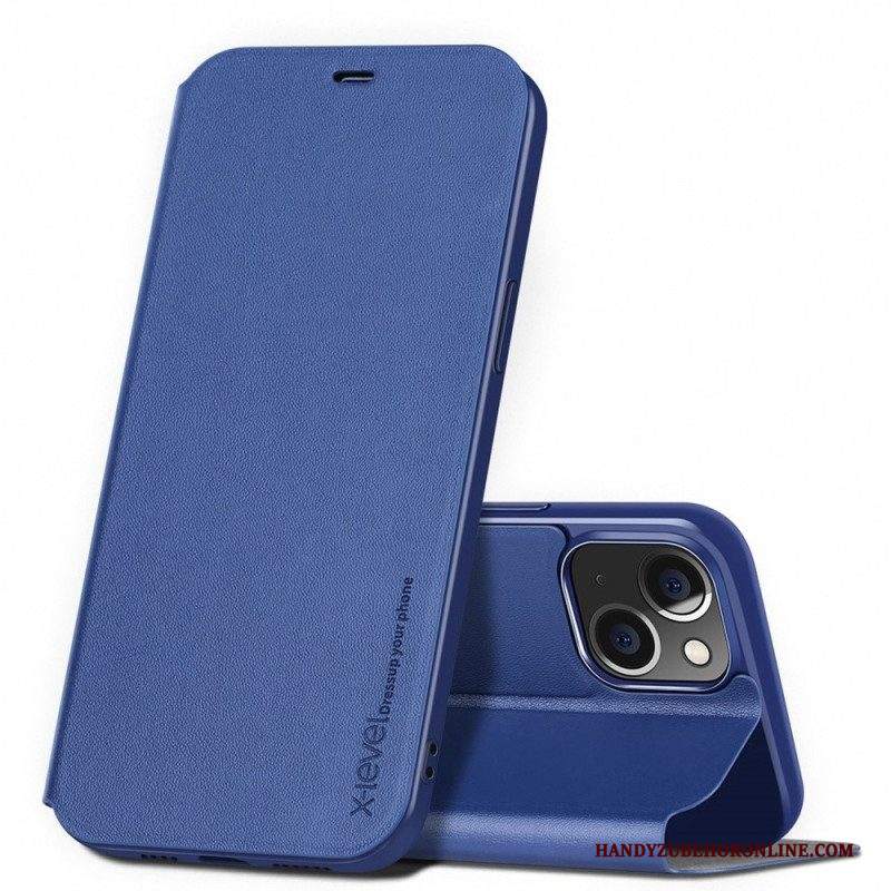 Folio Cover iPhone 14 Custodia in pelle Livello X In Finta Pelle