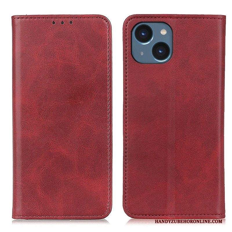 Folio Cover iPhone 14 Custodia in pelle Pelle Crosta Eleganza