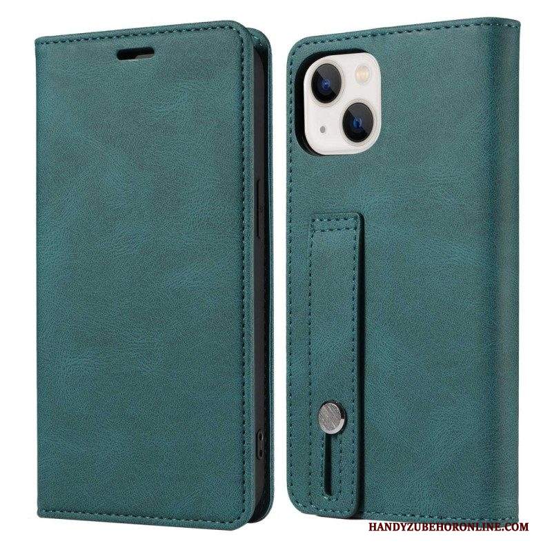 Folio Cover iPhone 14 Ecopelle Con Cinturino Manuale