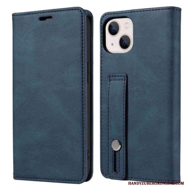 Folio Cover iPhone 14 Ecopelle Con Cinturino Manuale