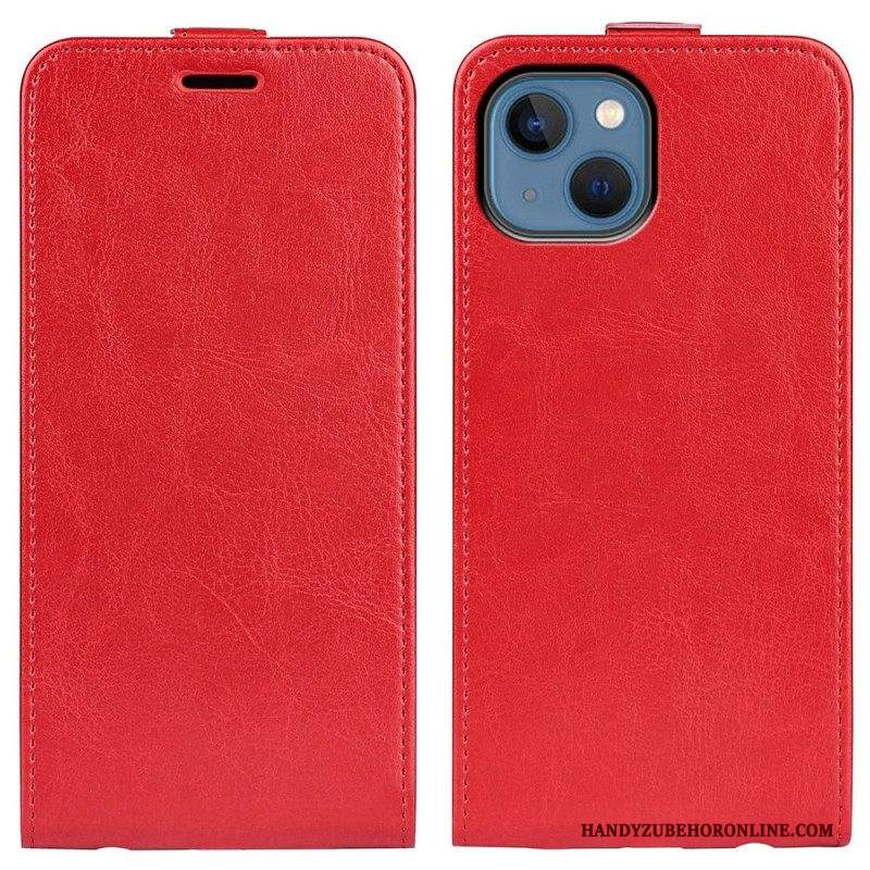 Folio Cover iPhone 14 Plus Custodia in pelle Flap Verticale Retrò