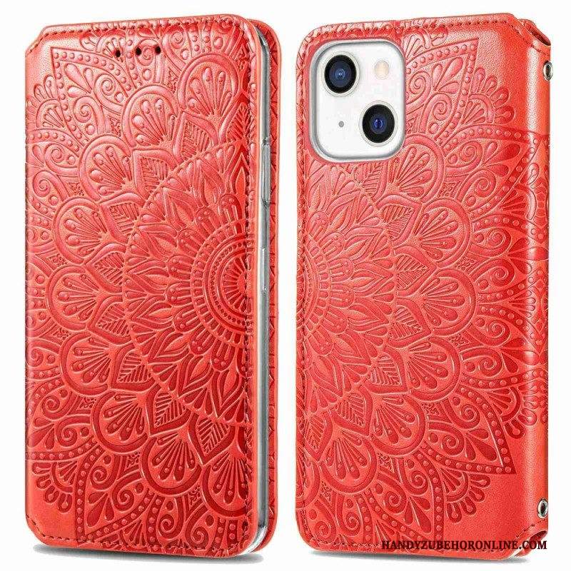 Folio Cover iPhone 14 Plus Custodia in pelle Mandala