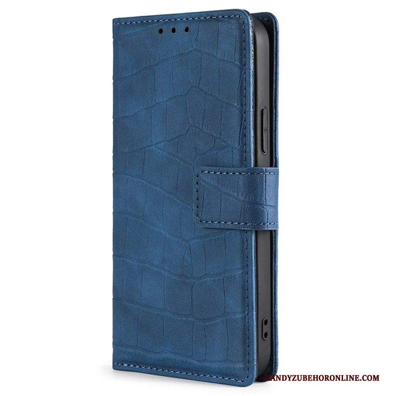 Folio Cover iPhone 14 Plus Stile Pelle Di Coccodrillo