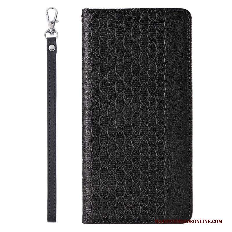 Folio Cover iPhone 14 Pro Custodia in pelle Cinturino Vintage