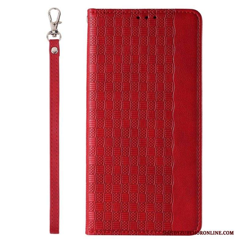 Folio Cover iPhone 14 Pro Custodia in pelle Cinturino Vintage