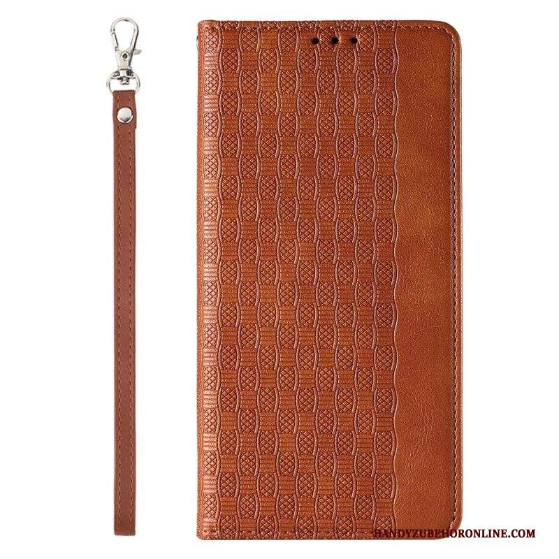 Folio Cover iPhone 14 Pro Custodia in pelle Cinturino Vintage