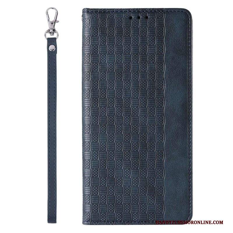 Folio Cover iPhone 14 Pro Custodia in pelle Cinturino Vintage