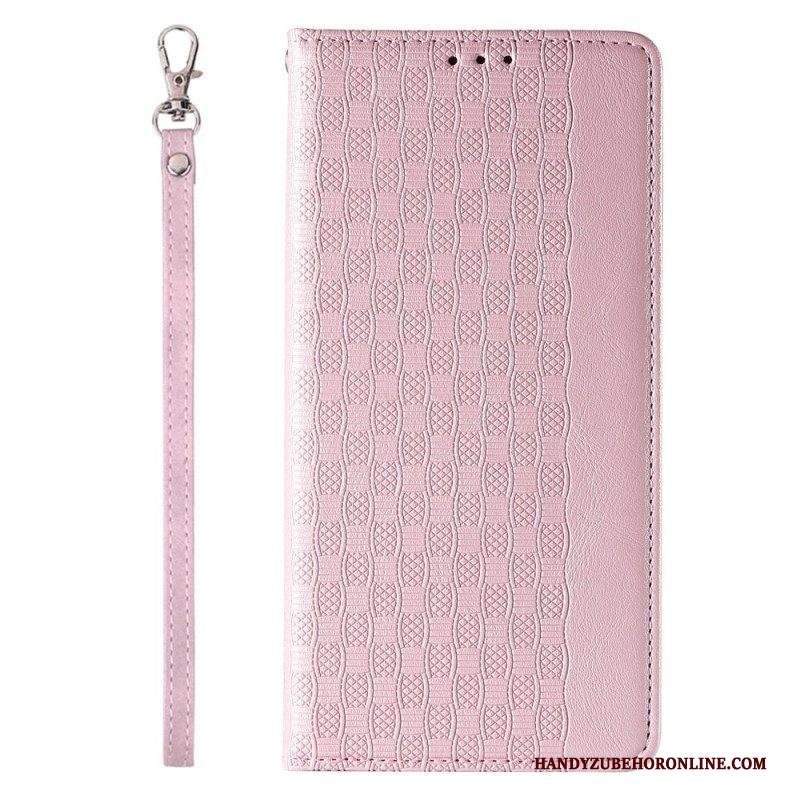 Folio Cover iPhone 14 Pro Custodia in pelle Cinturino Vintage