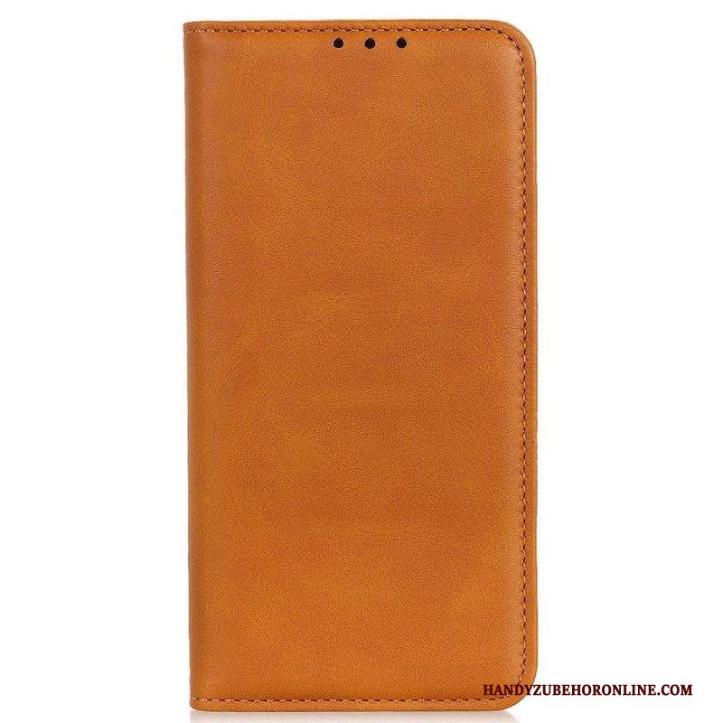 Folio Cover iPhone 14 Pro Custodia in pelle Crosta Di Cuoio Classica