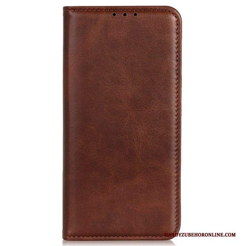 Folio Cover iPhone 14 Pro Custodia in pelle Crosta Di Cuoio Classica