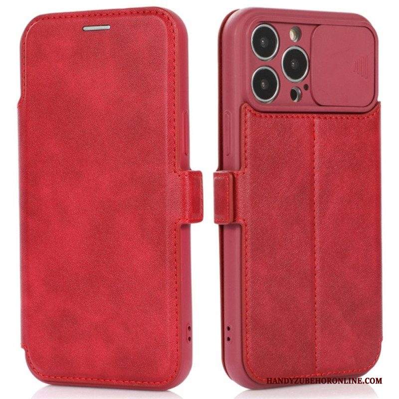 Folio Cover iPhone 14 Pro Custodia in pelle Protezione Della Fotocamera Con Cerniera