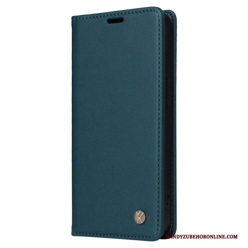 Folio Cover iPhone 14 Pro Custodia in pelle Rivetti Decorativi