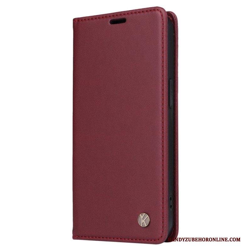 Folio Cover iPhone 14 Pro Custodia in pelle Rivetti Decorativi