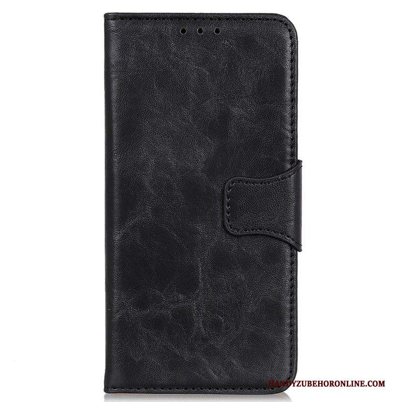 Folio Cover iPhone 14 Pro Max Chiusura Reversibile In Pelle Crosta