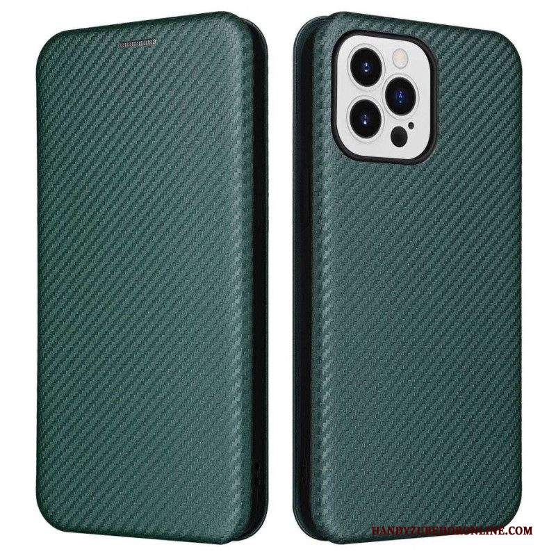 Folio Cover iPhone 14 Pro Max Custodia in pelle Fibra Di Carbonio