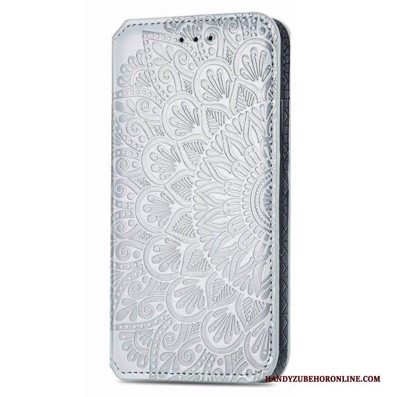 Folio Cover iPhone 14 Pro Max Custodia in pelle Foglie Tribali