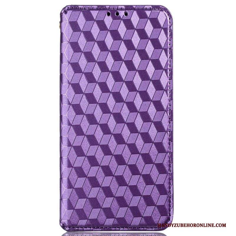 Folio Cover iPhone 14 Pro Max Custodia in pelle Trama 3d