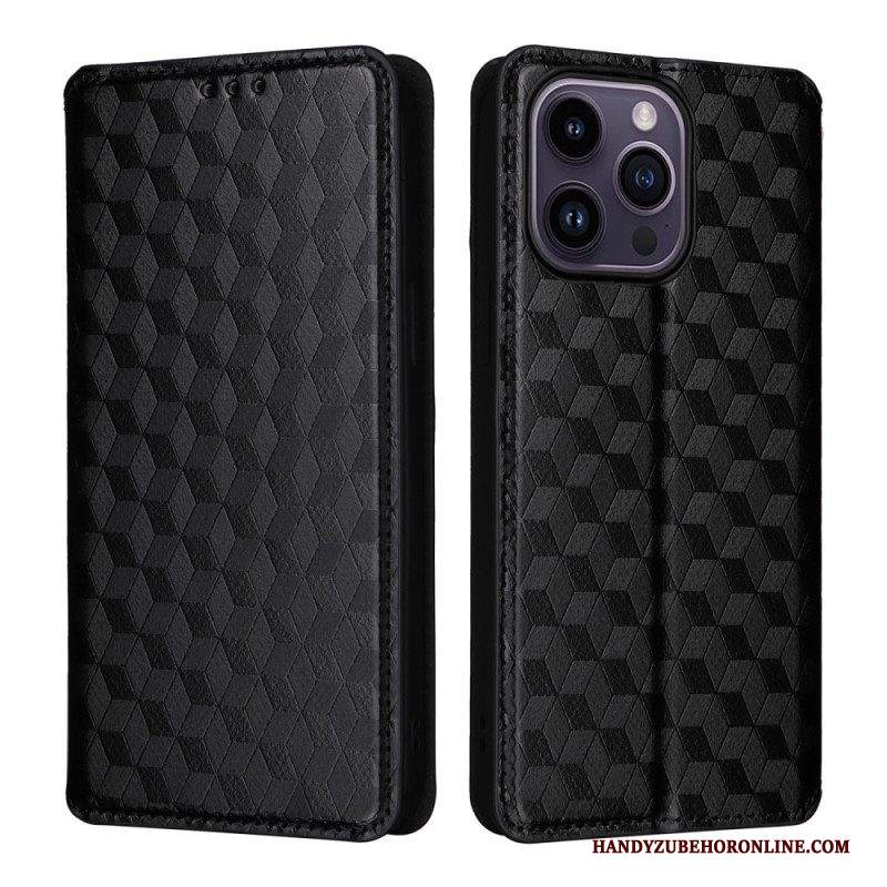 Folio Cover iPhone 15 Custodia in pelle Cubi 3d