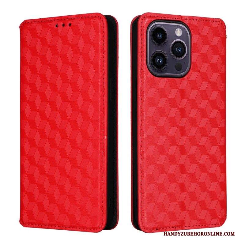 Folio Cover iPhone 15 Custodia in pelle Cubi 3d