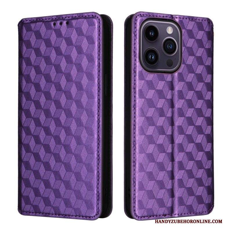 Folio Cover iPhone 15 Custodia in pelle Cubi 3d