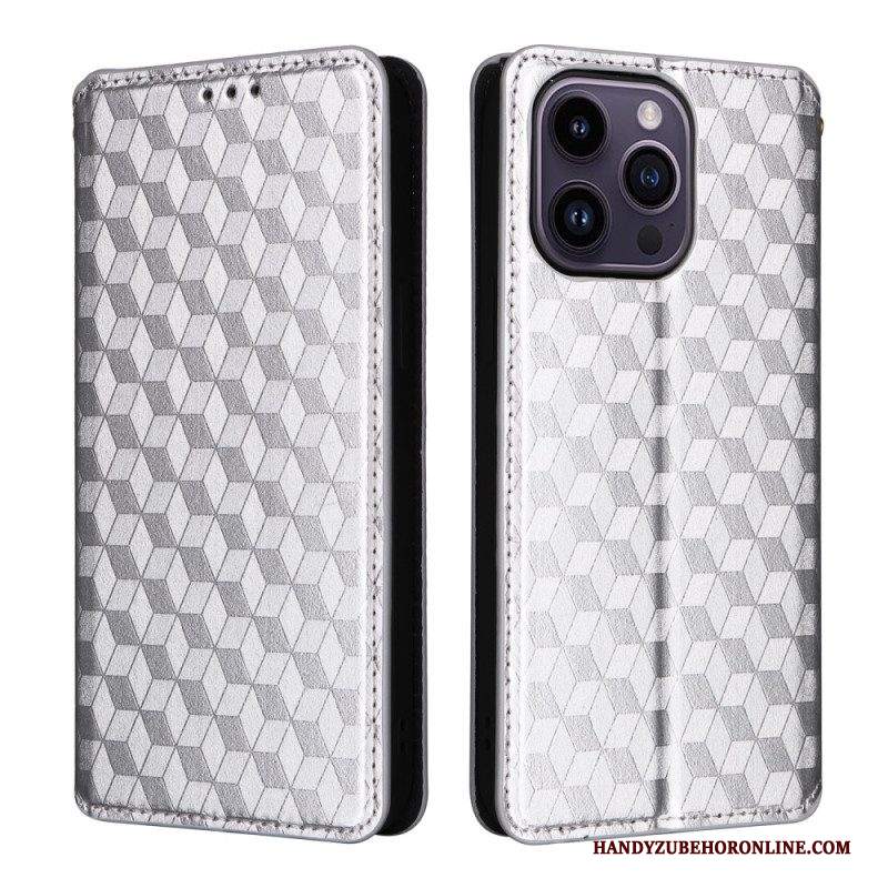 Folio Cover iPhone 15 Custodia in pelle Cubi 3d