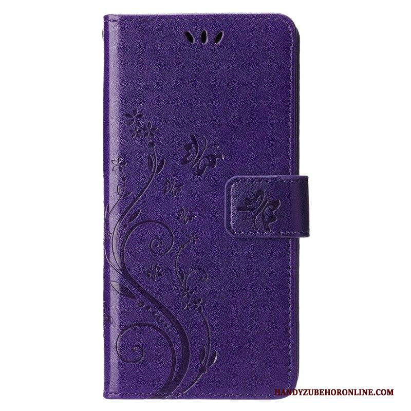 Folio Cover iPhone 15 Fiori Con Cordino