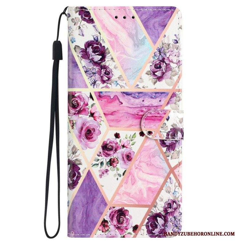 Folio Cover iPhone 15 Marmo Decorativo Con Cinturino