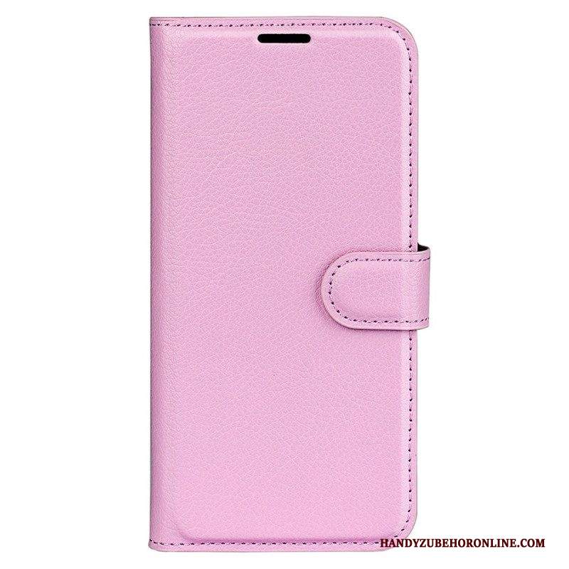 Folio Cover iPhone 15 Pro Classica Ecopelle Litchi