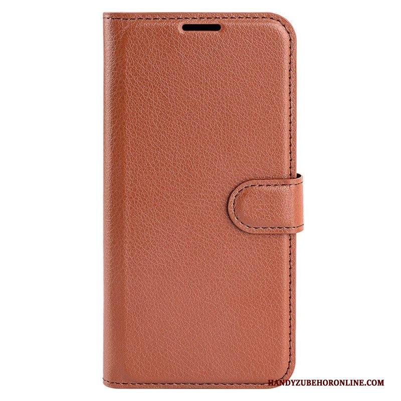 Folio Cover iPhone 15 Pro Classica Ecopelle Litchi