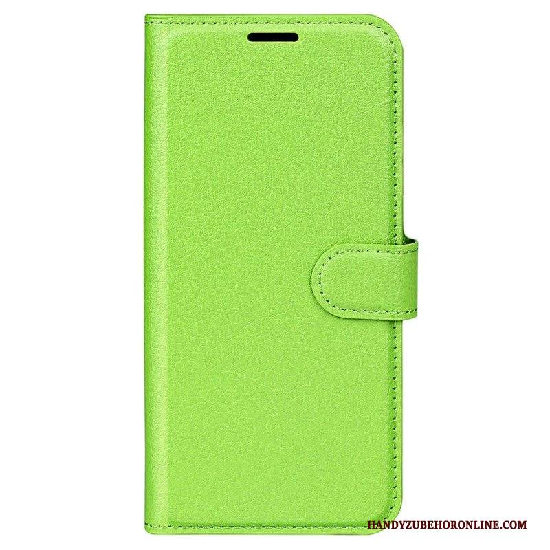 Folio Cover iPhone 15 Pro Classica Ecopelle Litchi