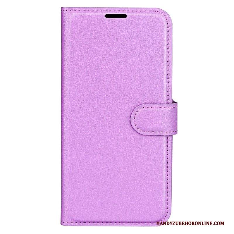 Folio Cover iPhone 15 Pro Classica Ecopelle Litchi