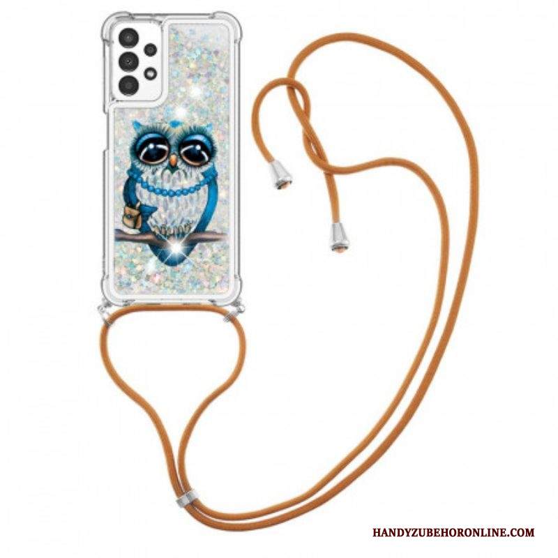 Cover Samsung Galaxy A13 Miss Owl Con Coulisse In Paillettes