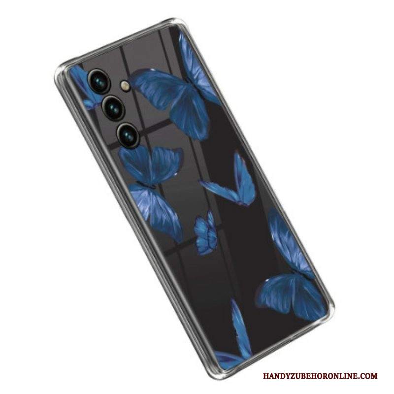 Cover Samsung Galaxy A14 / A14 5G Farfalle Blu Senza Soluzione Di Continuità