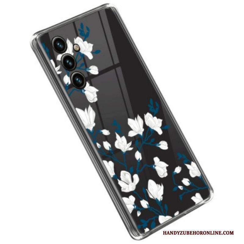 Cover Samsung Galaxy A14 / A14 5G Fiori Bianchi Senza Soluzione Di Continuità