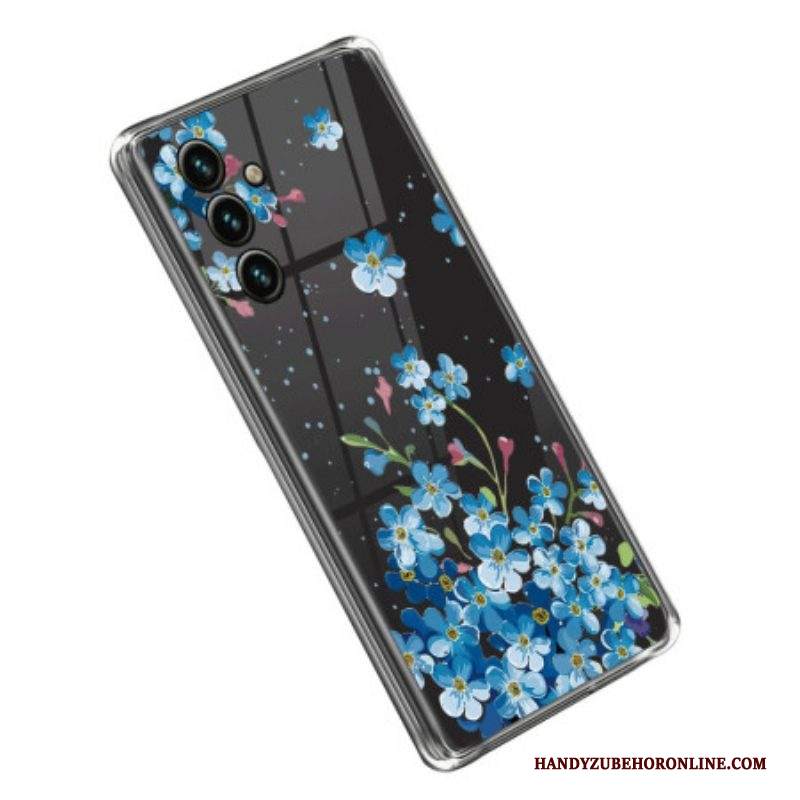 Cover Samsung Galaxy A14 / A14 5G Fiori Blu Senza Soluzione Di Continuità